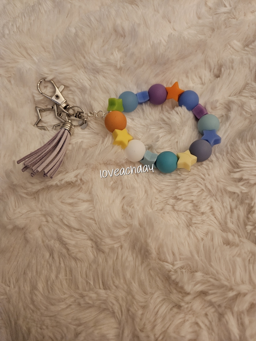 ☆ Multicolor Star Bead Keychain Bracelet